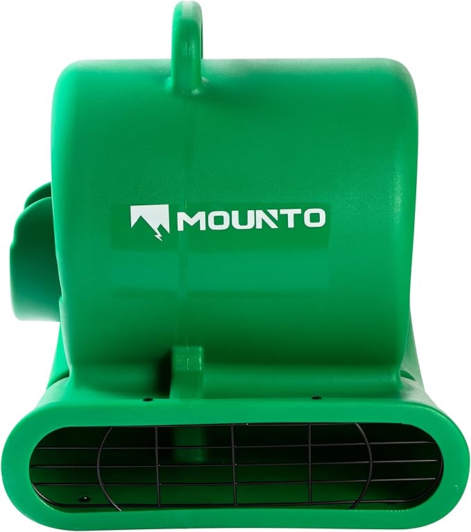 Mounto 1/3hp Air Mover 2000cfm Carpet Dryer Blower Floor Drying Fan - 3-Speed Air Mover w/Dual GFCI Outlet, 25ft Power Cord for Drying, Cooling, Air Circulation (Green)