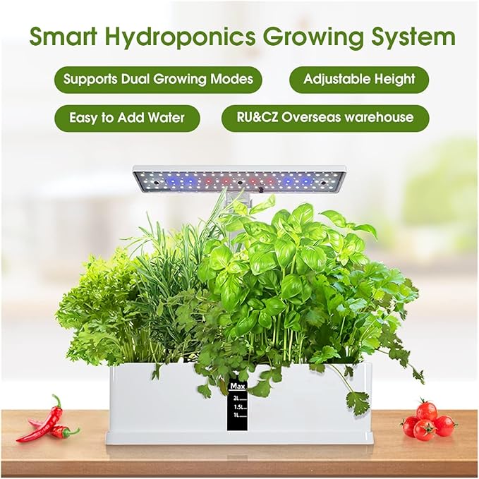 Hydroponic Equipment Garden Hydroponics Growing System Indoor Herb Garden Kit Automatic Timing LED Grow Lights Smart Water Pump for Home Flower Pots Indoor Garden