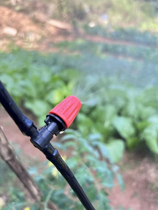 50pcs Garden Irrigation Spray Emitter, Adjustable 360 Degree Flow Micro Spray Nozzle with 1/4" Barbed Tee Fittings,Drip Irrigation Head for Garden Watering System,Drip Irrigation Kit Parts