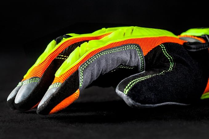 Ironclad EXO Motor Impact Glove; Work Gloves, TPR Impact Protection, (1 Pair), EXO2-HZI-02-S, Hi-viz Yellow & Orange