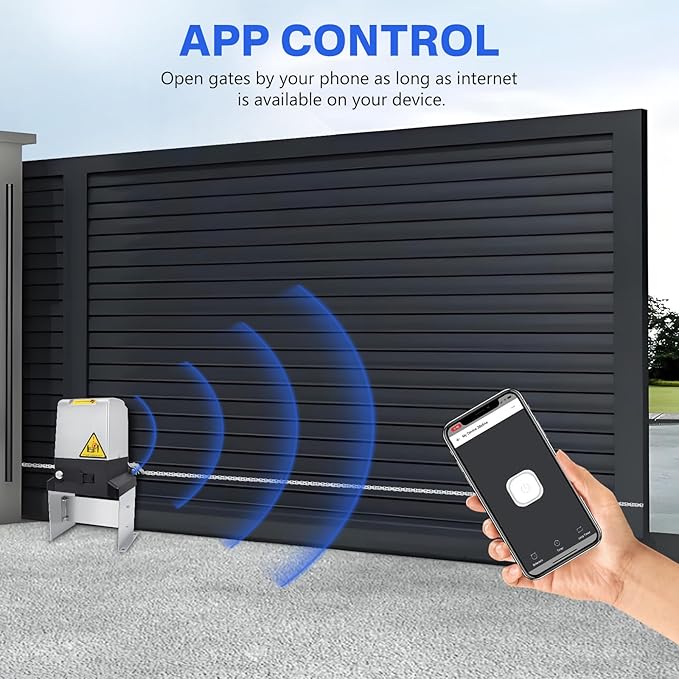 4400lbs 750W Automatic Sliding Gate Opener APP Control with 4 Remotes, Automatic Motor Remote Kit with Wireless Keyboard,Gate Operator Hardware Security System Kit for Sliding Gate Up to 40 Feet