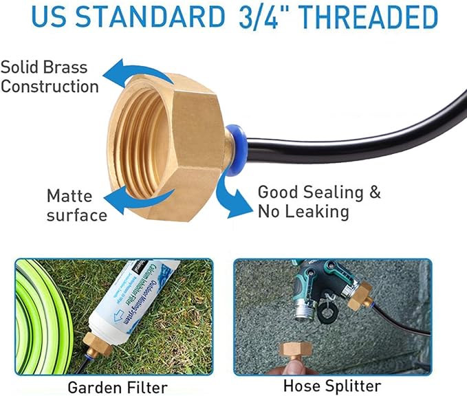 H&G lifestyles Patio Mister, Outddor Misters for Outside Patio,Water Misters for Cooling,75FT Misting System for Green House,25 Brass Mister Nozzles,Fits 3/4" GHT Garden Hose,for Backyard Trampoline