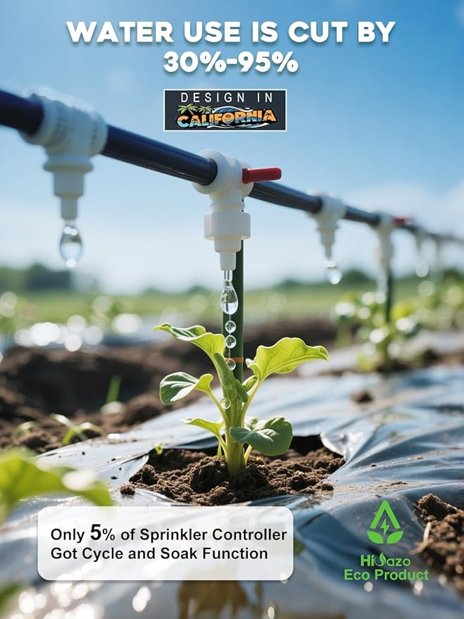 Outdoor Smart Sprinkler Controller with Protector, WiFi Irrigation Controller Easy Use App Enabled, 16 Zones + 16 Plans, Save Water Auto Skip Rain, Freeze & Wind, 10 Minutes Install