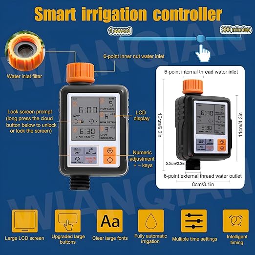 Automatic Drip Irrigation System, Nozzle Drip Irrigation Garden Watering, Greenhouse Drip Irrigation Kit, 360° Adjustable Misting Nozzle, Smart Timer 1Sec - 300 Min, Easy Installation 40m