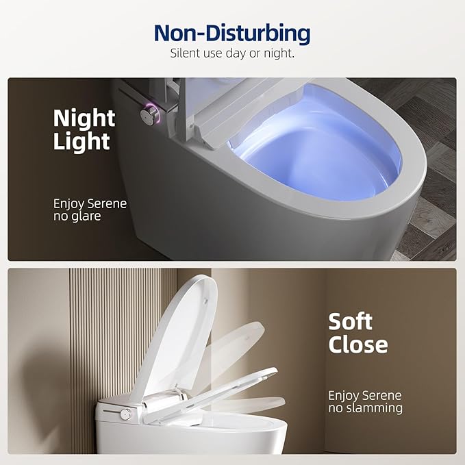 Smart Toilet with Bidet Built in - Electric Bidet Toilet with UV-C Light, Foot Sensor Operation, Auto Flush, Heated Seat, Instant Warm Water, Air Dryer, 1.06 GPF One-Piece Toilet