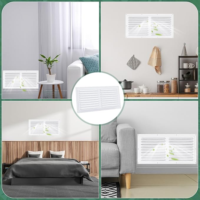 2 Pcs 14 x 6 Inch Aluminum Gable Vents Attic Vents Metal Gable Wall Shed Vent with Screw and Screen Mesh, Square Return Louver Grille for Ventilation Exterior Door House Attic Garage Ceiling