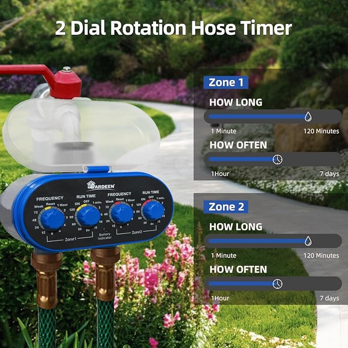 Watering Hose Sprinkler Timer Garden Irrigation System Controller Electronic Water Timer with Two Outlets Color Blue