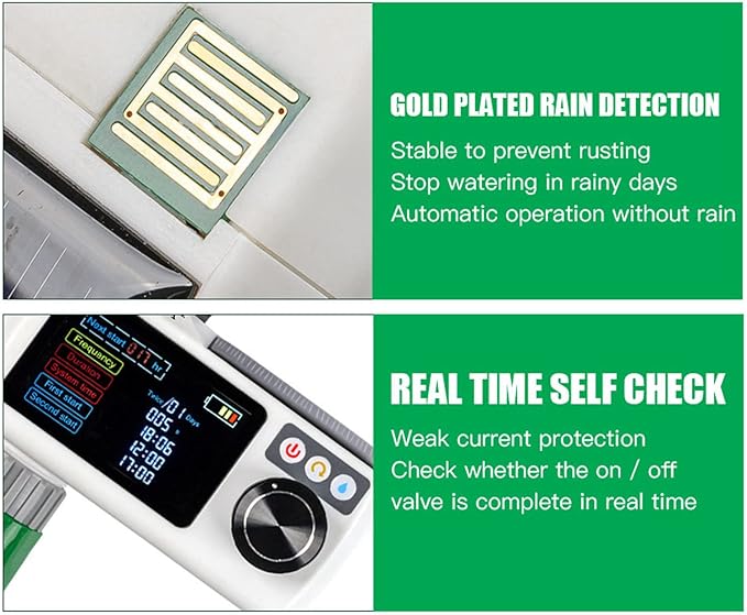 Solar Sprinkler Timer, Programmable Water Timer for Garden Hose with Rain Delay & Self Inspection, IP68 Automatic Irrigation Timer for Drip Irrigation and Lawn Watering System