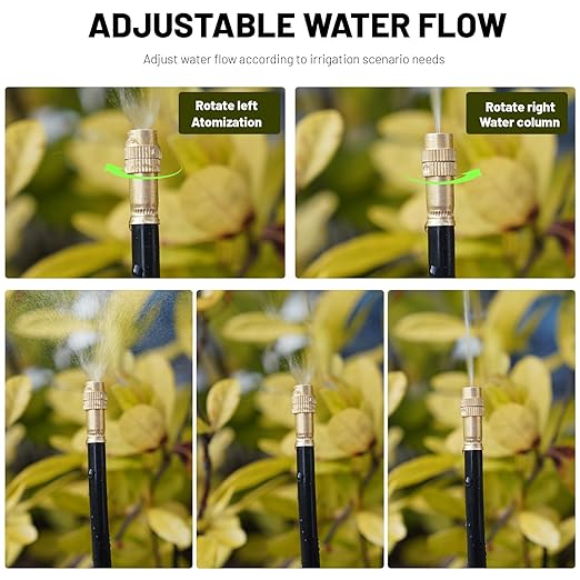 Thiswing 360° Adjustable Drip Irrigation System - 50 FT Garden Watering System with 16 Nozzles & Water Timer, Raised Bed Sprinkler System, Garden Mister for Yard, Lawn, Plants, 5/16" Tubing