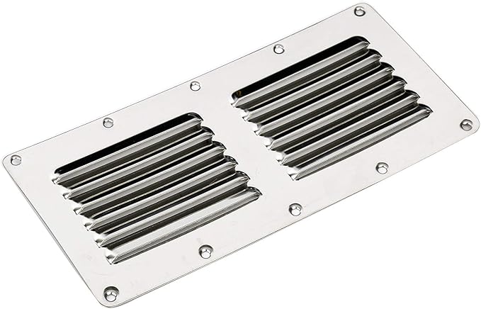 Amarine Made Stainless Steel Stamped Louvered Vent - Rectangular Marine Vents 4-1/2" X 9" - 07723S