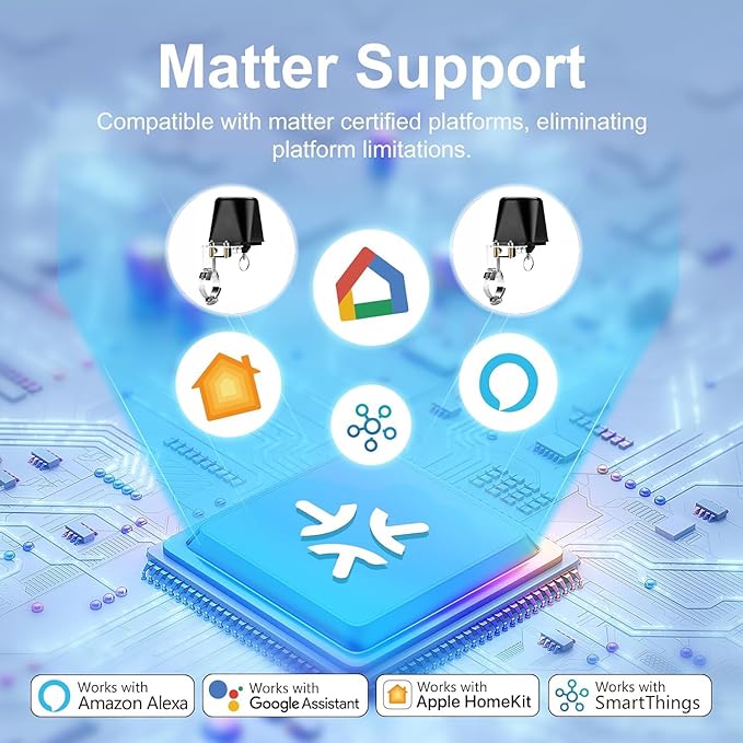 UseeLink Matter Water Valve, Smart Water Shut Off Valve, Automatic Valve Controller Timer,Compatible with Alexa,Apple Home, 1 Pack