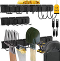 CBWLWJ 64'' Garage Tool Organizer Wall Mount - Heavy Duty 680 lbs Capacity Tool Rack with 10 Adjustable Hooks, Wall Mounted Storage System for Garage, Shed, Workshop (Black)