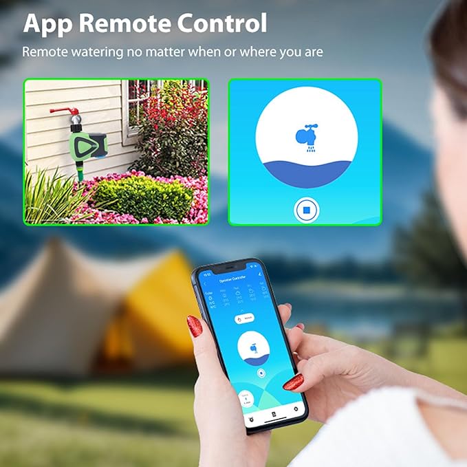 Zunate WiFi Sprinkler Timer for 3/4 Inch Hose, APP Voice Control Smart Water Timer, Automatic Irrigation Controller for Garden Lawn Yard with 45m Range, Family Sharing