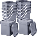 Suzile 10 Pcs Food Grade Square Bucket with Lid 1 Gallon Plastic Bucket 4.5L Utility Industrial Pail with Handle Container for Food Oil Tub Water Fishing Paint House Cleaning Car Washing(Grey)
