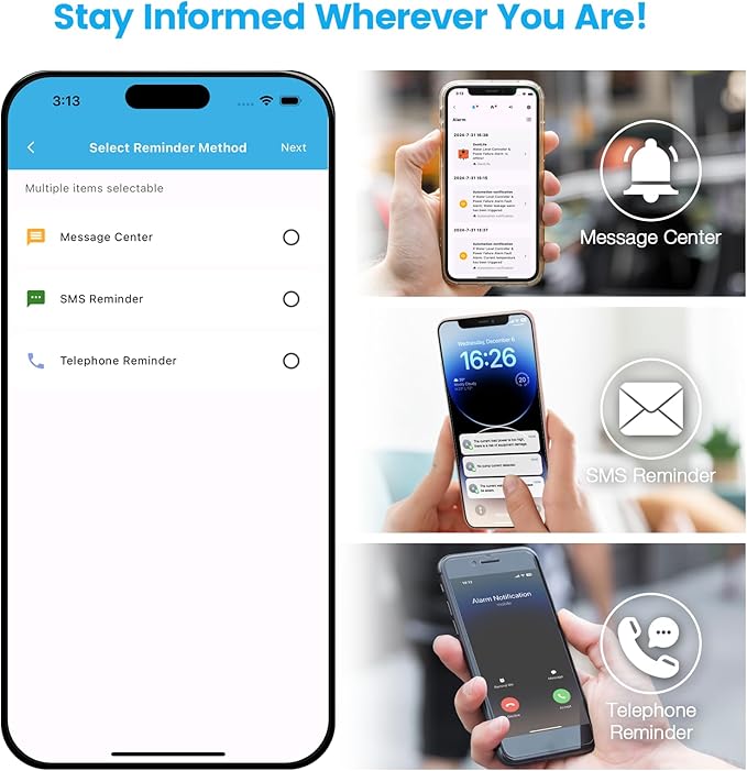 WiFi Sump Pump Controller Alarm, Check Water Level Status, Timely Alerts for Pump Failures & Overload, Keep Your Basement Dry, Perfect for Sewage Pits, Submersible /Utility /Water Well Pumps, Black
