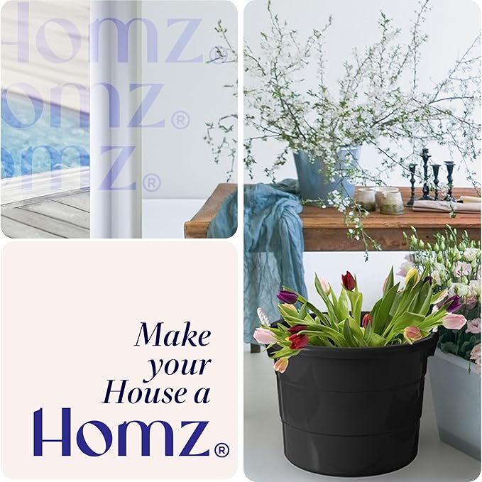 HOMZ 2-Pack Utility Tub, Large Plastic Storage Bucket with Rope Handles, 18 Gallon, Black - Portable Indoor and Outdoor Buckets for Kitchen, Laundry, Garden, Bathroom, and Garage Organization