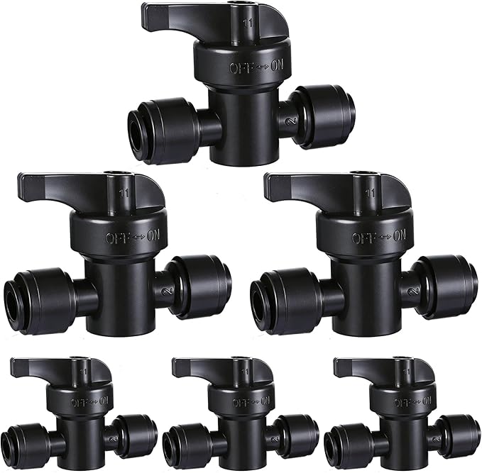 6 Pack Quick Connect 1/4" Drip Irrigation Shut Off Valve Fittings, Push-to-Fit Drip Irrigation Switch Valve Connectors for 1/4 Inch Drip Tubing,Anti-Leak Connectors for Garden Irrigation System