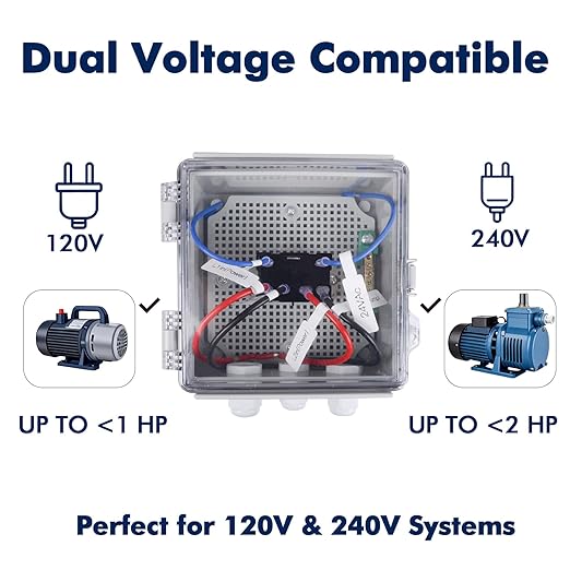 Irrigation Pump Start Relay, 24V AC, 25A, for 1-2 HP at 120V/240V, Waterproof IP65 Enclosure