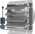 Hon&Guan 14 Inch Shutter Exhaust Fan with Stepless Speed Controller, 882 CFM High Airflow, 1600 RPM Wall Vent Fan, Automatic Gravity Shutters, Easy Install for Garage, Shed & Greenhouse, Gunmetal Gray