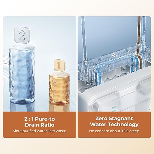 VIOMI Pure B6W 600 GPD Reverse Osmosis System, TDS Reduction, 7-Stage Tankless RO System, Under Sink Water Filter with Faucet, NSF/ANSI 372 & 58 Certified, 2:1 Pure-to-Drain, Wi-Fi Enabled APP Control