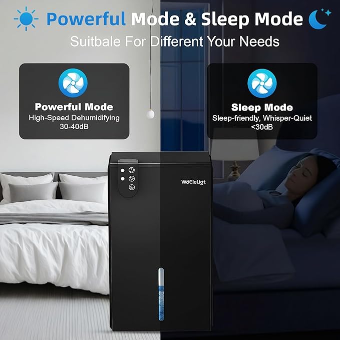 Dehumidifier for Home (85 OZ, 1000 sq ft) Small Dehumidifiers for Basement, Auto Shut-Off, Sleep Mode, 7 Color Light, Quiet Dehumidifier for Bedroom, Bathroom, Living Room with Drain Hose(Pure Black)
