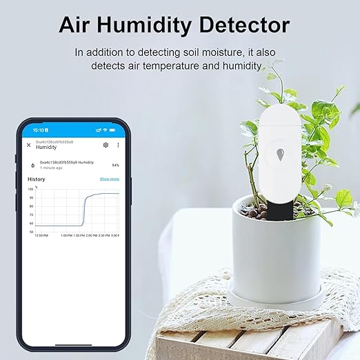 Haozee Intelligent Soil Moisture Sensor, Zigbee Hub Required, Capacitive Sensor, Humidity/Temperature Meter for Garden Planting, Compatible with Home Assistant Zigbee2mqtt