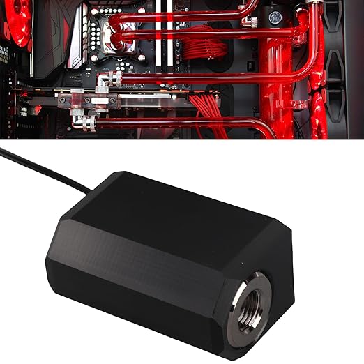 G1/4" Inline PC Water Cooling Flow Meter, Temperature/Flow/Speed OLED Display Digital Coolant Flow Indicator with Alarm for Desktop PC Water Cooler System