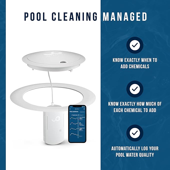 WaterGuru - Sense Skimmer Adapter - Smart Pool Monitor - Chlorine & pH Meter - Pool Water Tester - Monitor Pool Chemicals (8” Round Skimmer Adapter)