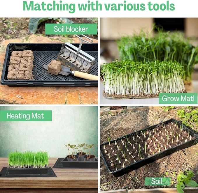 1020 Mesh Tray Soil Blocking Tray 1020 Trays Seedling Starter Trays 10 Pack Black 10x21 Inches for Microgreens Hydroponic