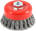 Forney, 72753, 4-Inch Knotted Wire Cup Brush – 5/8-11 Threaded Arbor – .020-Inch Carbon Steel – Heavy Duty Twist Knot Brush for 4-1/2" and 5" Angle Grinders