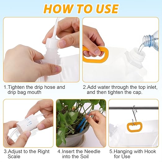 3 Pcs 5L Plant Water Bag Plant Watering System Device, Automatic Plant Waterer Self Watering IV Drip Bag Irrigation Drip Watering Bag with Adjustable Flow for Indoor Outdoor Potted Plant