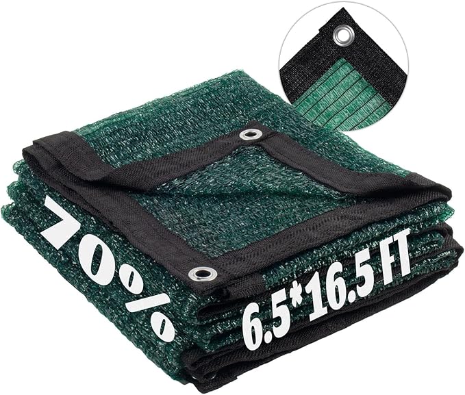 LOVE STORY 6.5x16.5FT 70% Dark Green Shade Cloth Sun Shade Net with Grommets Sunblock Net Mesh Tarp for Garden,Plants Cover,Greenhouse and Patio