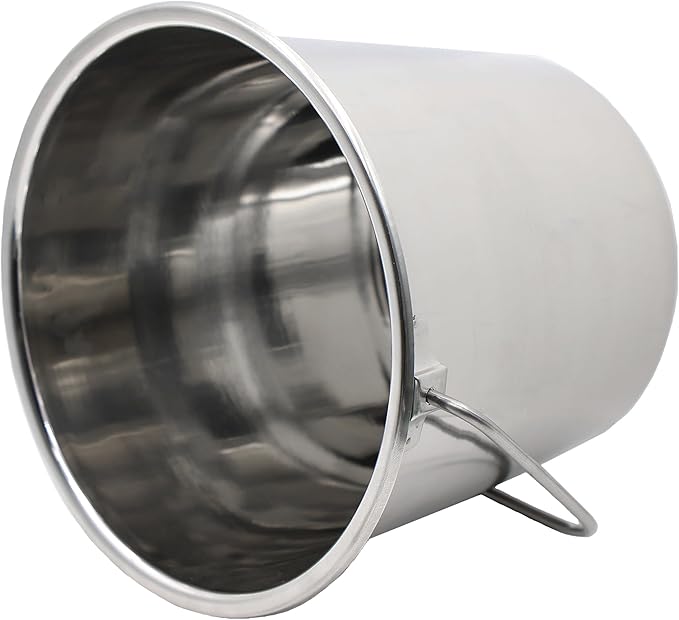 Grip Stainless Steel Bucket (4 Gallon) - Great for Pets, Cleaning, Food Prep - Hang on Fences, Cages, Kennels - Home, Garage, Workshop