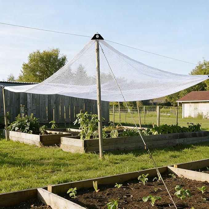 White Shade Cloth for Garden, 50% Mesh Tarp with Grommets Sun Shade Cloth for Greenhouse, Plants Cover, Patio and Chicken Coops, White Shade Net for Outdoor UV Resistant(12x26FT)