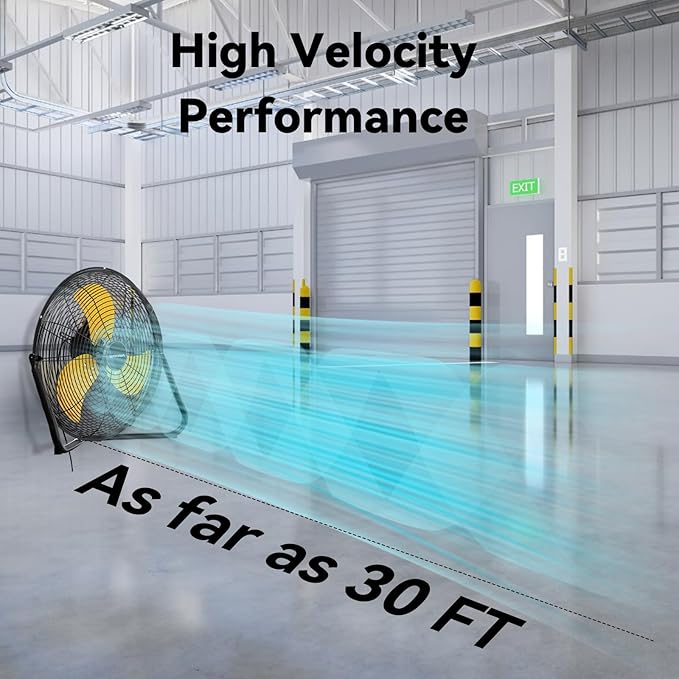 2PCS 18 Inch Heavy Duty Floor Fan Pro Series - 3200 CFM 3 Speed High Velocity Metal Floor Fan, Industrial Fan 360° Tilt for Commercial, Warehouse, Patio, Shop, Garage, Barn UL Safety Listed