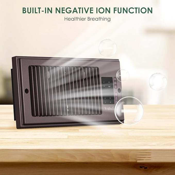 VallisCo Register Booster Fan 10-Speed Control with Negative Ion, Quiet Thermostat with Remote Control, Air Vent Fan Booster for Room 4" x 10", Enhance Home Comfort Instantly,Bronze