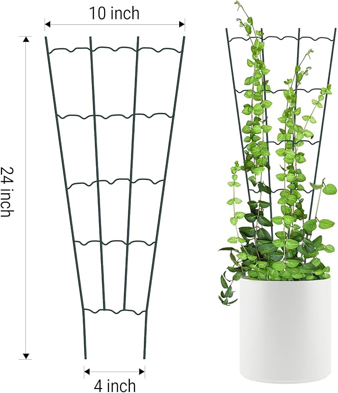 HiGift 4 Pack 24'' Plant Trellis for Climbing Plants Indoor, Outdoor Metal Garden Trellis for Climbing Plants, Metal Plant Stakes Plant Trellis for Houseplant Vine Ivy Flowers