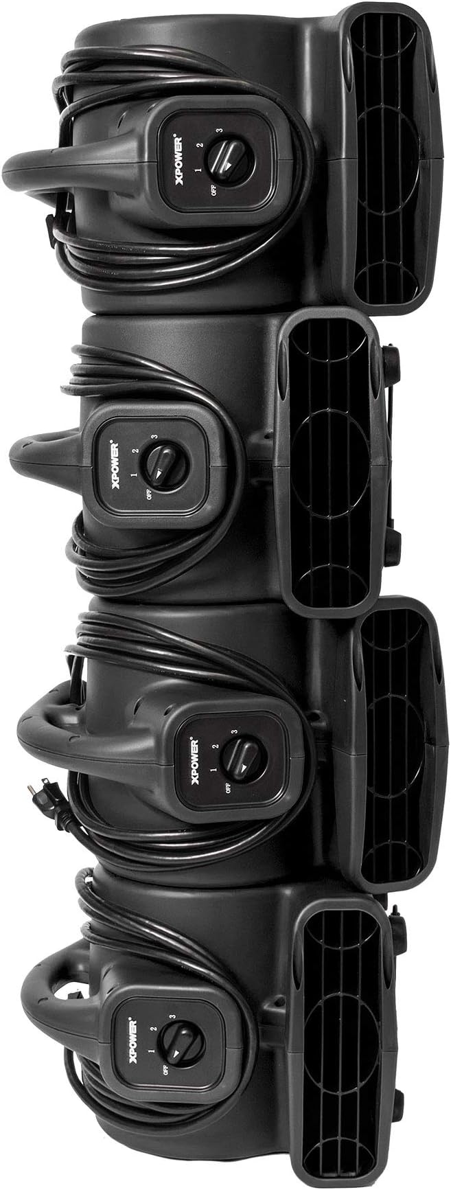 XPOWER P-80A Mini Mighty 138 W 600 CFM Centrifugal Air Mover, Carpet Dryer, Floor Fan, Blower, Stackable, Daisy Chain, for Water Damage Restoration, Janitorial, Plumbing, Home Use, Black