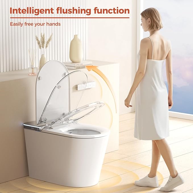 Smart Toilet with Bidet Built in,One Piece Japanese Toilet for Bathroom with Remote Control,Modern Elongated Toilet with heated toilet seat,bidet warm water,Auto Open/Close Lid