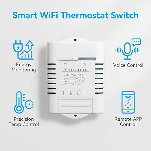 EWeLink Wireless Remote TH16 Switch WiFi Smart 16A Temperature Controller Sensor Module,with Energy Consumption Monitoring, Compatible with Alexa Google Home