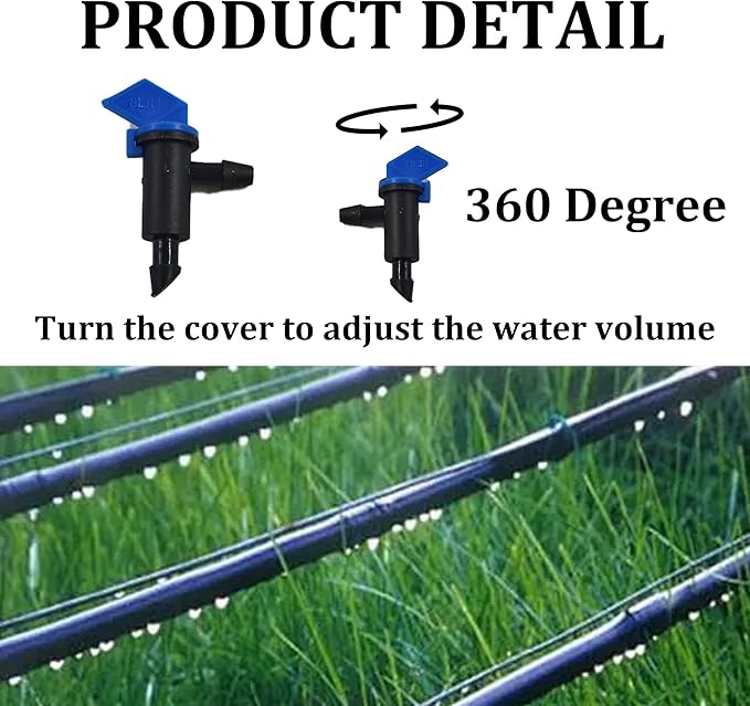 80Pcs 2GPH Drip Emitter Garden Flag Irrigation Drippers, 8L/H Sprinkler System Parts for 4/7mm Tubing, Adjustable Flow for Trees, Shrubs, Lawn, Vegetable Gardens, Blue