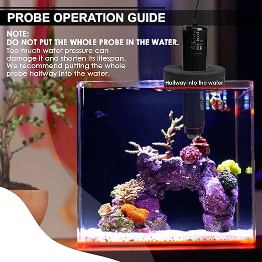 Water Quality Tester 7-in-1 WiFi Aquarium Probe Water Monitor for pH, Temp, TDS, Salinity, EC, ORP, S.G with Real-Time Alerts via App for Fish Tanks, Hydroponics, Pools