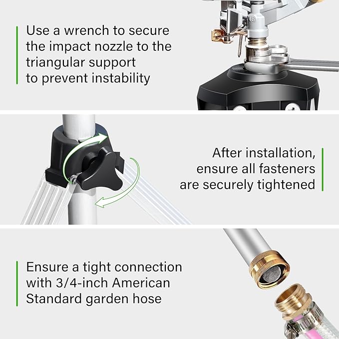 Heavy Duty Impact Sprinkler on Tripod Base,50 Inch Tripod Sprinkler with Brass Nozzle for Yard Large Area,Extra Tall 360 Degree Rotating,Waters Up to 90 Ft,Legs Extend Up to 50"