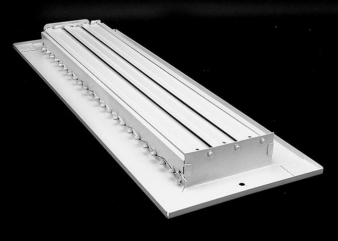 16" X 4" Adjustable AIR Supply Diffuser - HVAC Vent Cover Sidewall or Ceiling - Grille Register - High Airflow - White [Outer Dimensions: 17.75"w X 5.75"h]