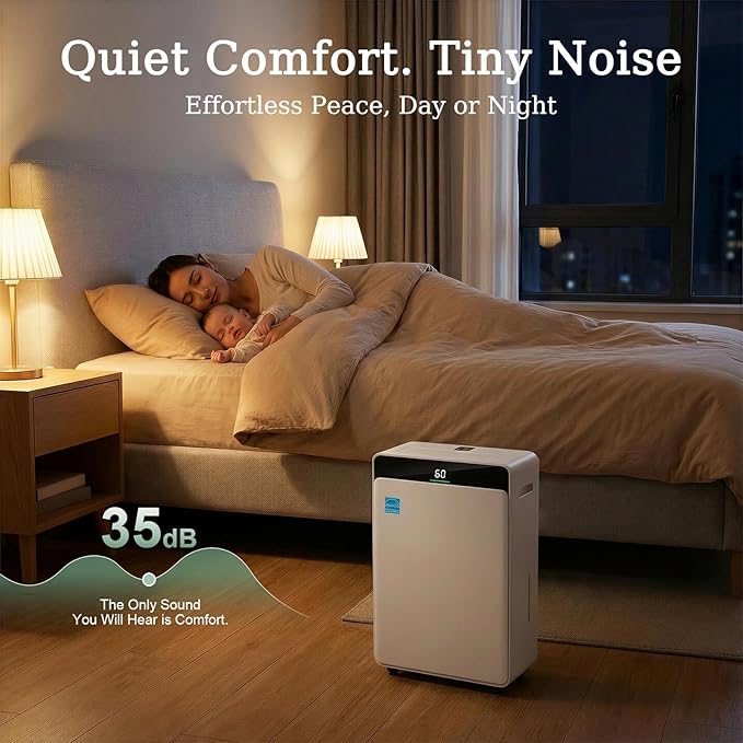 2026Upgraded 5000 Sq.Ft 80 Pint energy star Dehumidifier for Basements with Large 1.72 Gal Tank,Portable Smart Compressor Whisper Dehumidifier for Home/Bedroom/Bathroom
