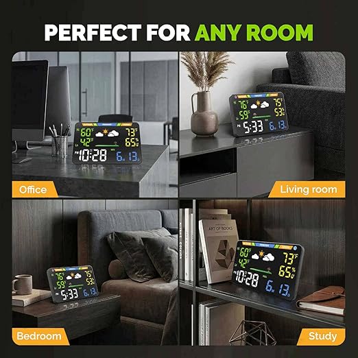 EnvyBox WiFi Weather Station 8.5" LED Display | Privacy-Focused, No App Required, Syncs Weather & Calendar for Home/Office | Dual Power, Black