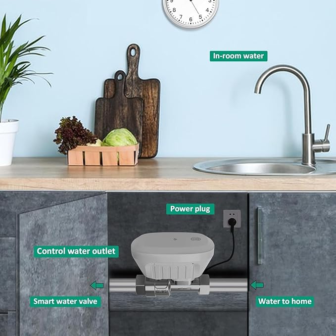 FRANKEVER DN25 Smart Water Valve 1″ Smart Water Management System WiFi Remote Control Faucet Timer for Hose, Sprinkler Water Timer Auto Watering for Plants,Compatible with Alexa,Google
