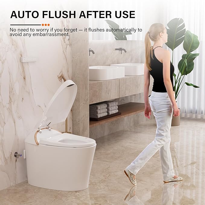 DeerValley Smart Toilet with Bidet Built In, Tankless Toilet with Heated Bidet Seat, Auto Flush, Warm Water & Dryer, Deodorization, and Remote Control