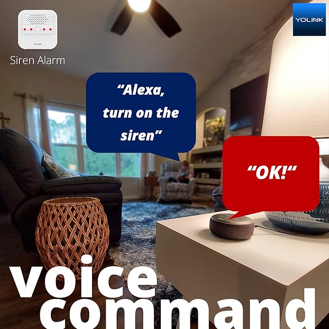 Smart Siren Alarm, Wireless Home Security Alarm with 110 dB Loud Audible Alerts, Remote Control, Compatible with Alexa, Google, Home Assistant, IFTTT - Hub Required