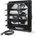VENTISOL 20 Inch Shutter Exhaust Fan Wall Mounted, 3500CFM Exhaust Fan with Pre-Installed 1.65m Power Cord, Ventilation fan for Greenhouse, Garages, Attic, Shops, Chicken Coop, Black